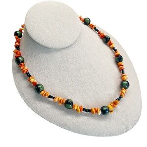 Multicolour Beaded Necklace With Natural Stone and Ceramic Beads